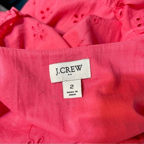 J. Crew Factory Cotton Eyelet Midi Dress Size 2 Hot Pink - Picture 7 of 11